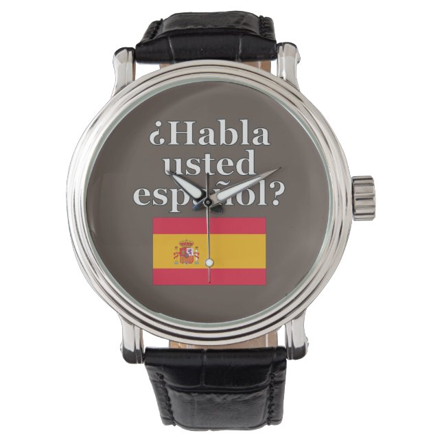 Relógio Você fala espanhol? Em espanhol. Sinalizador (Frente)