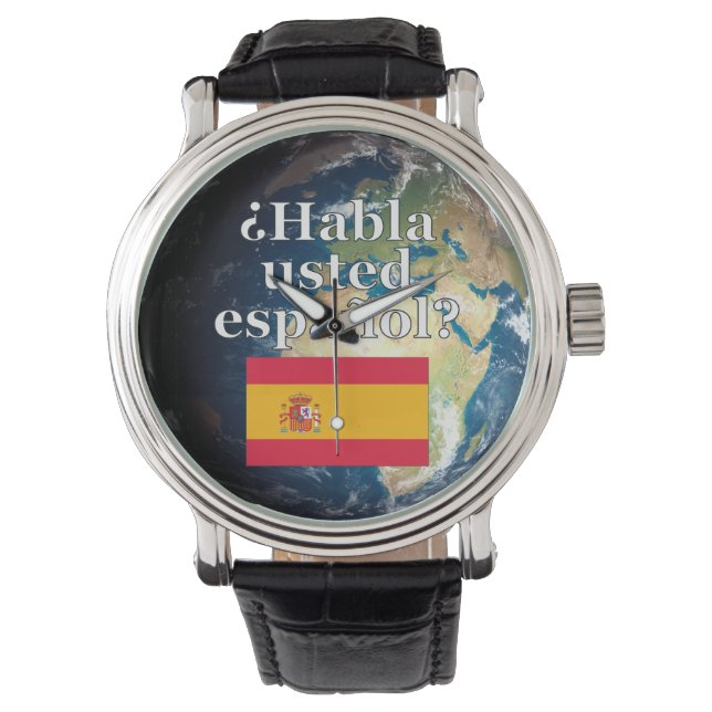 Relógio Você fala espanhol? Em espanhol. Sinalizador e Ter (Frente)