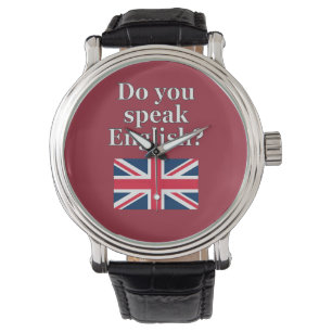 Relógio "Você fala o inglês? "em inglês. Bandeira