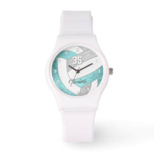 Relógio vôlei personalizada da cinza aqua
