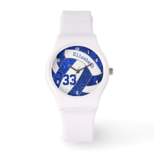 Relógio voleibol desportivo branco de cor azul-clara