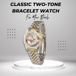 Relógio Wa de Mensagem Personalizada de Foto do Dia de os<br><div class="desc">Celebre os pais de sua vida esse Dia de os pais dando a eles esse clássico relógio personalizado de ouro e prata com um lugar para colocar sua própria foto. Este presente clássico de Dia de os pais apresenta personalização personalizada com um local para colocar texto para o seu Pai...</div>
