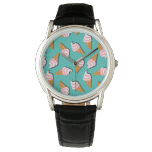 Relógio Waffle cones ice cream and frozen yogurt pattern