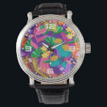 Relógio Wall Clock<br><div class="desc">Colorful Exotic Floral Pattern-23148</div>