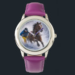 Relógio Watches | Jewelry | Winter Horse<br><div class="desc">Dynamic winter horse skijoring design capturing  the beauty,  strength and motion of this exciting sport. Perfect for horse lovers,  equestrian enthusiasts and fans of powerful horse imagery.</div>