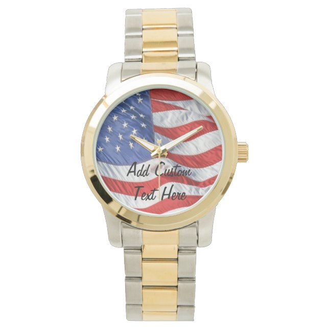 Relógio Waving American Flag Personalizado Men's Watch (Frente)