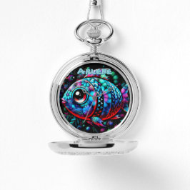 Relógio Whimsical Big-Eyed Fish Nautical Personalized