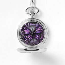 Relógio Whimsical Gothic Butterfly Purple Personalized