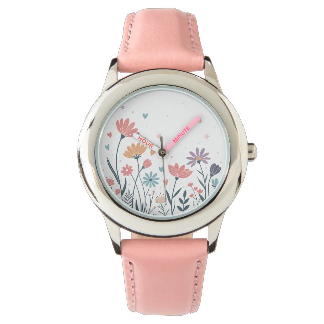 Relógio Whimsical Watercolor Floral (Frente)