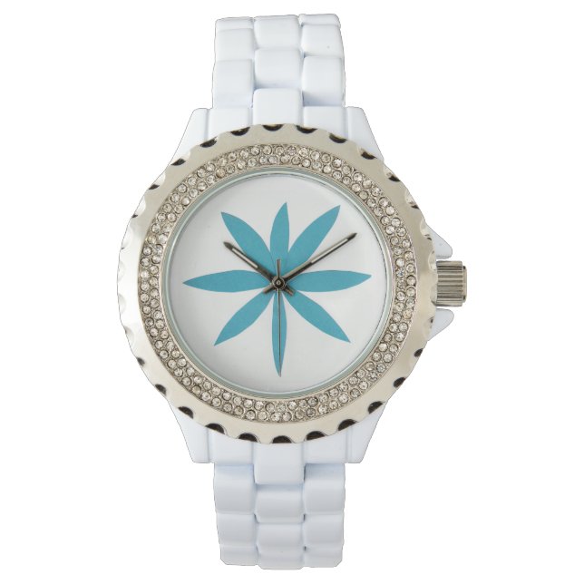 Relógio White Enamel Watch com Starburst Design (Frente)