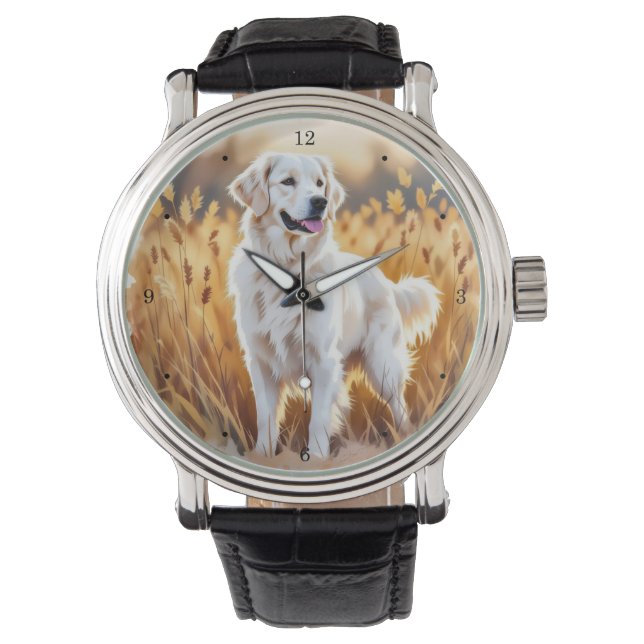 Relógio White Golden Retriever Dog (Frente)