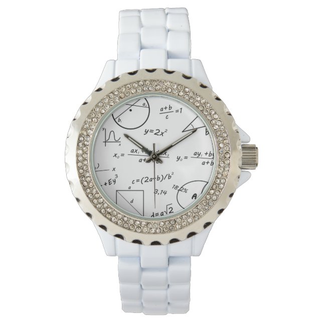 Relógio Whiteboard Women's Rhinestone White Enamel Watch (Frente)