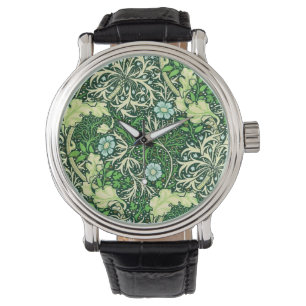 Relógio William Morris - Padrão Verde de algas marinhas