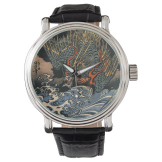 Relógio Windows Art Ukiyo-e Dragon Leather Watch