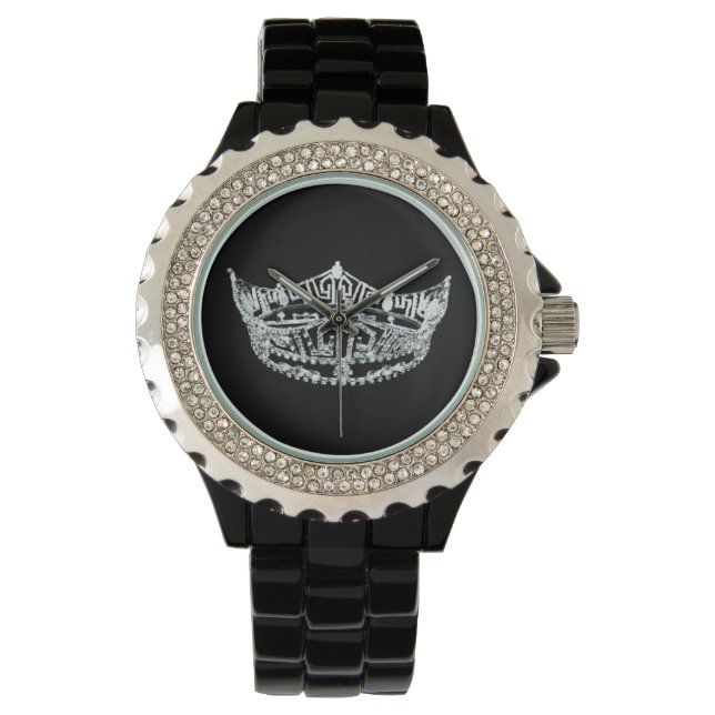 Relógio Womens Rhinestone Pageant Crown Watch (Frente)