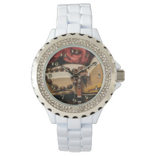 Relógio Wooden Rosary com Jesus na Cruz