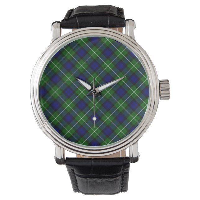Relógio Xadrez azul-tartan (Frente)