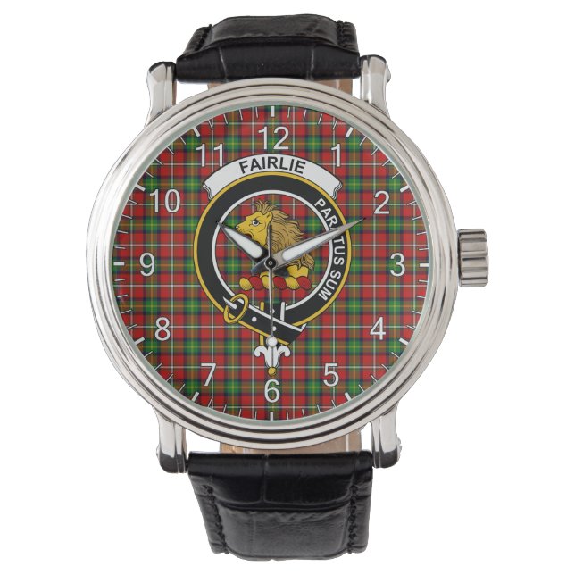 Relógio Xadrez Clã Fairlie Tartan do Eterno Clássico (Frente)