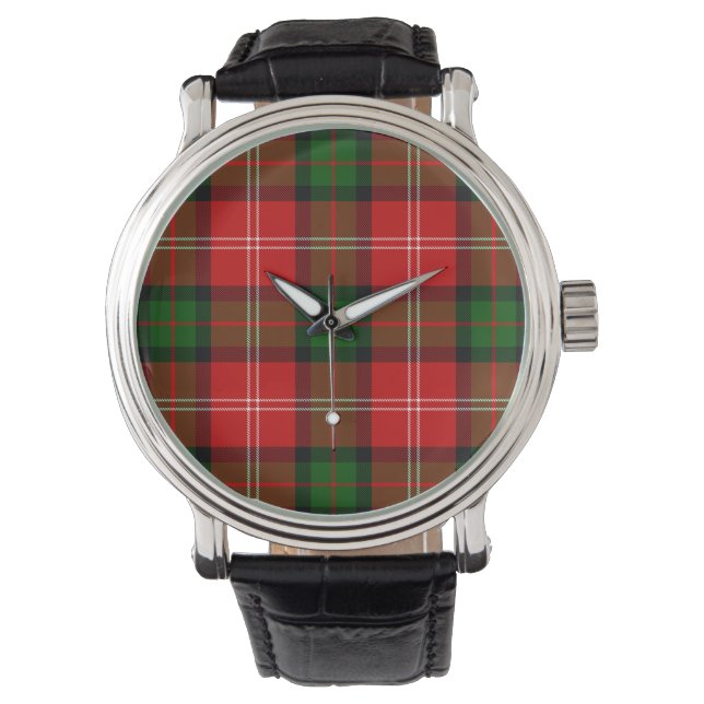 Relógio Xadrez verde tartan tartan do MacKintosh (Frente)