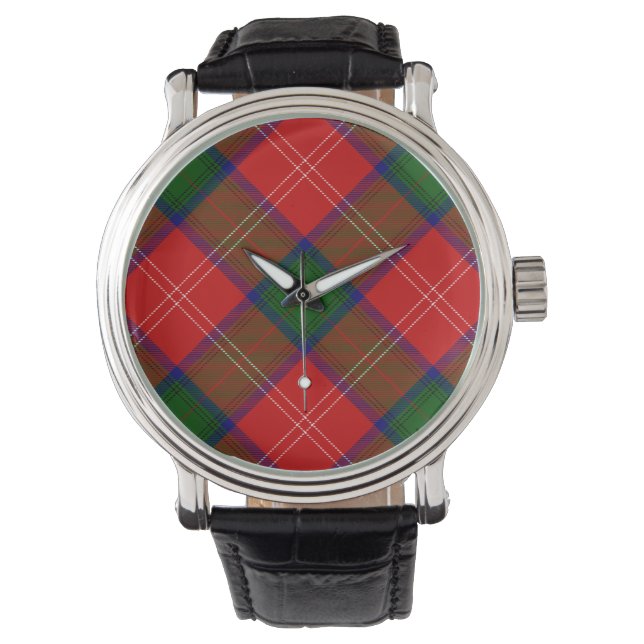 Relógio xadrez vermelho e verde tartan Chisholm (Frente)