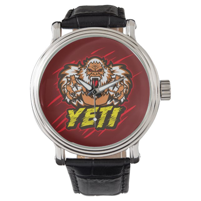 Relógio Yeti Men Vintage Black Leather Strap Watch (Frente)