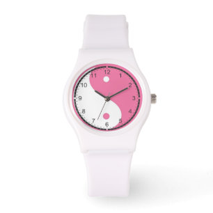 Relógio Yin rosa e branco e Yang