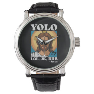 Relógio YOLO LOL JK BRB Jesus Engraçado Páscoa