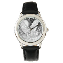 Relógio Zauberhafte Schnee-Eule Armbanduhr für Kinder