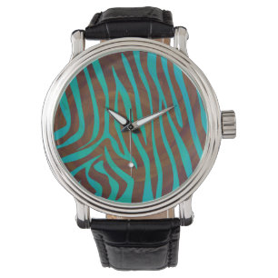 Relógio Zebra Brown e Teal Impressão