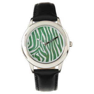 Relógio Zebra Green e White Impressão