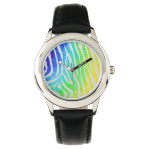 Relógio Zebra Rainbow e White Impressão