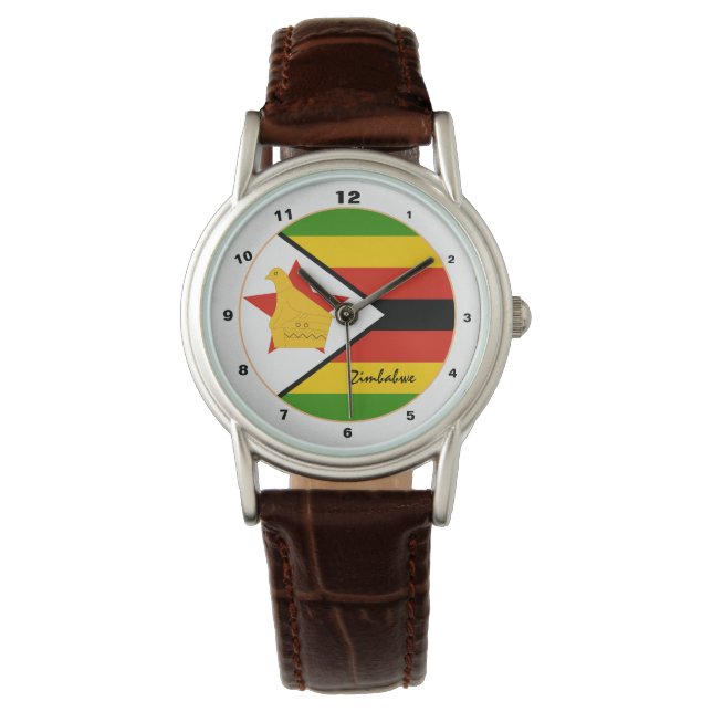 Relógio Zimbábue Bandeira e Zimbábue moda/design (Frente)