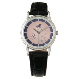 Relógio Zodiac Leo Elegante Rosé Rosa Rosa Azul Escuro Mon
