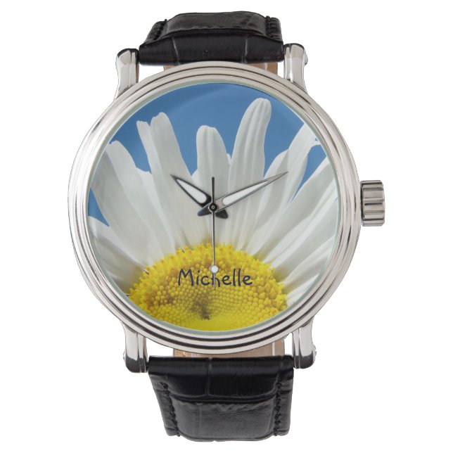 Relógios com Nome Personalizado Amarelo Flor de Ma (Frente)