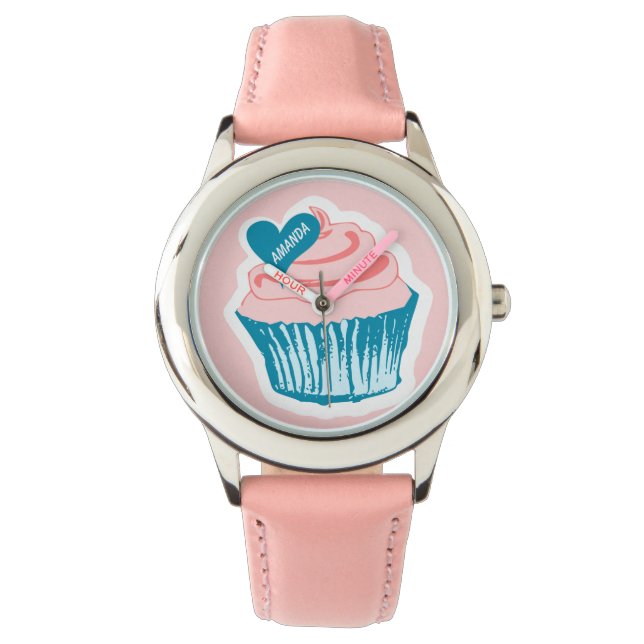 Relógios de nome personalizado do Cupcake Love (Frente)