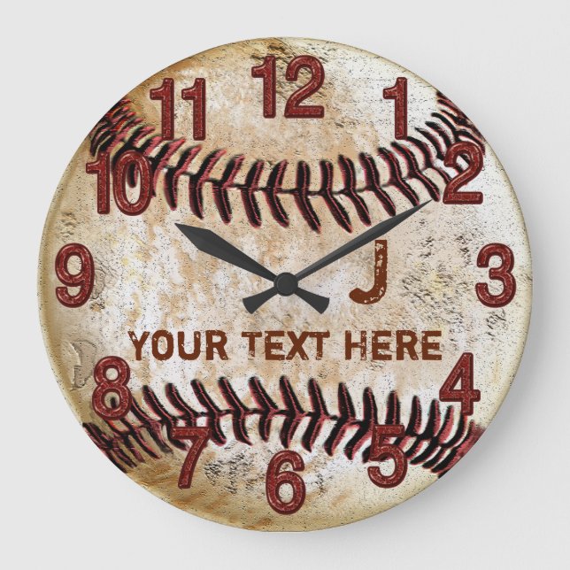 Relógios de Parede de Beisebol Vintage Personaliza (Frente)