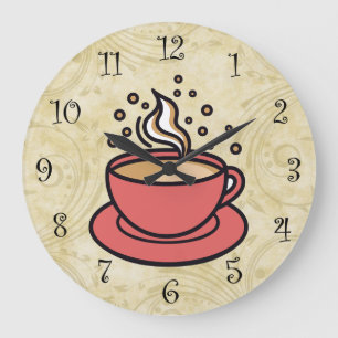 Relógios de Parede de Cozinha com Tema de Café da