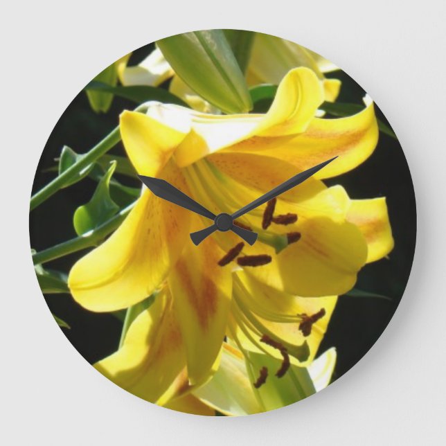Relógios de parede de flores de lírio amarelo Pres (Frente)