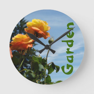 Relógios de parede de jardim Laranja Rosa Flores C