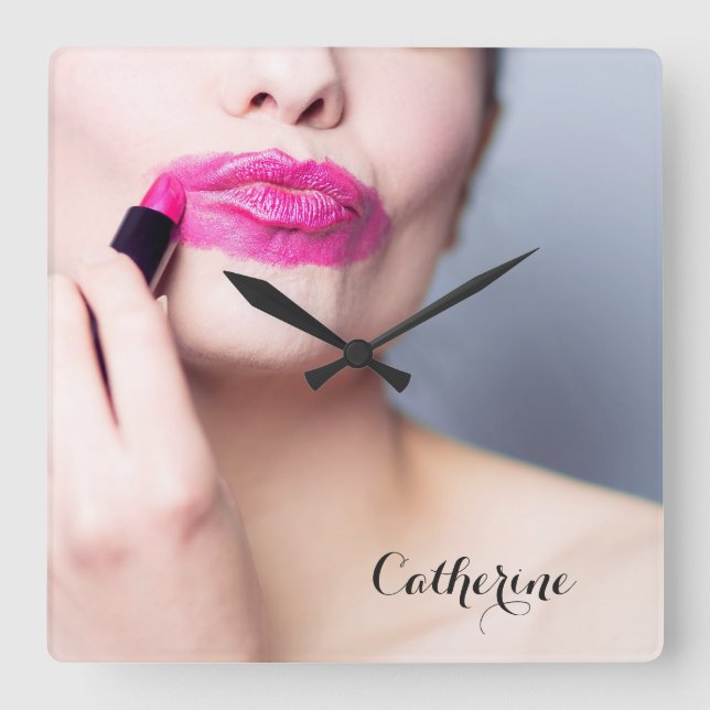 Relógios de parede de nome personalizado Lipstick  (Frente)