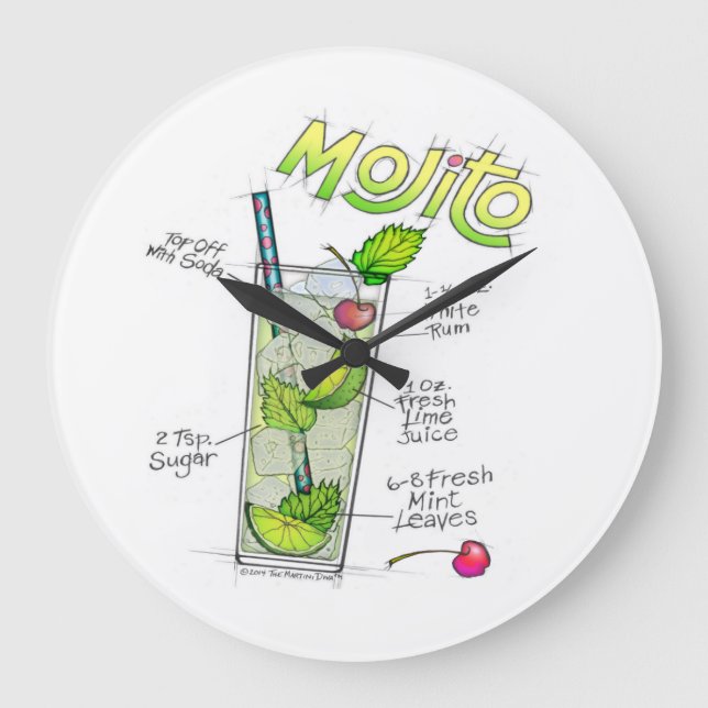 RELÓGIOS DE PAREDE - MOJITO RECIPE COCKTAIL ART (Frente)