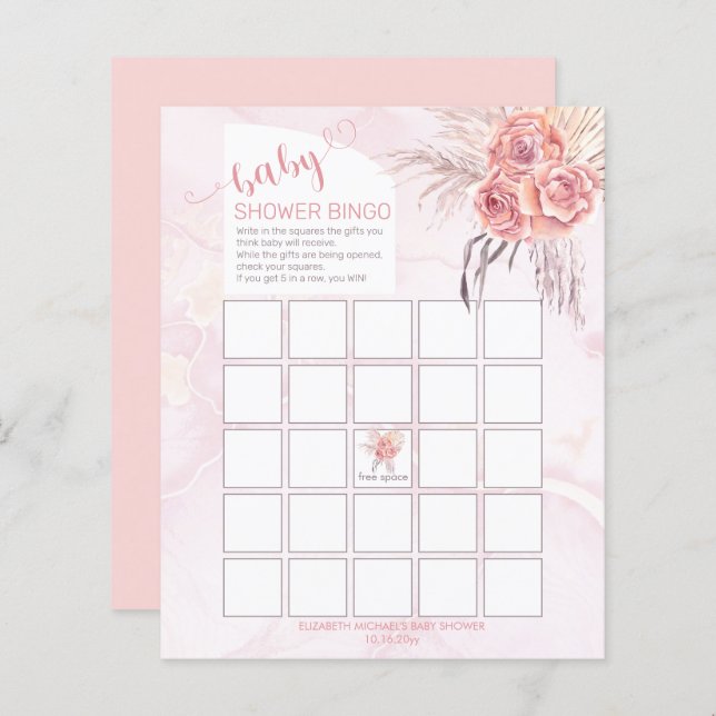 Relva das Pampas | Cartão de Bingo de Chás de Bebê (Frente/Verso)