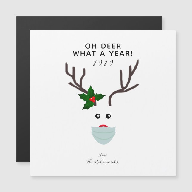 Rena de Natal de Deer 2020 Vestindo máscara de ros (Frente/Verso)