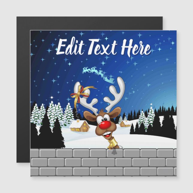 Rena de Natal Engraçada Espiando Meme de Natal (Frente/Verso)
