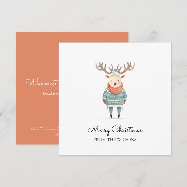 Rena Escandinava Vestindo Um Suéter Cartão de Féri (Frente/Verso)