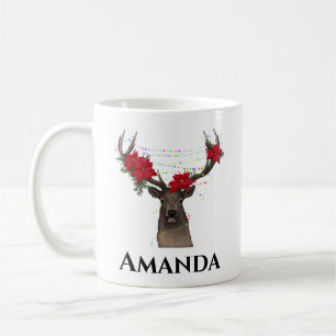 Rena personalizada - caneca de café leve de natal