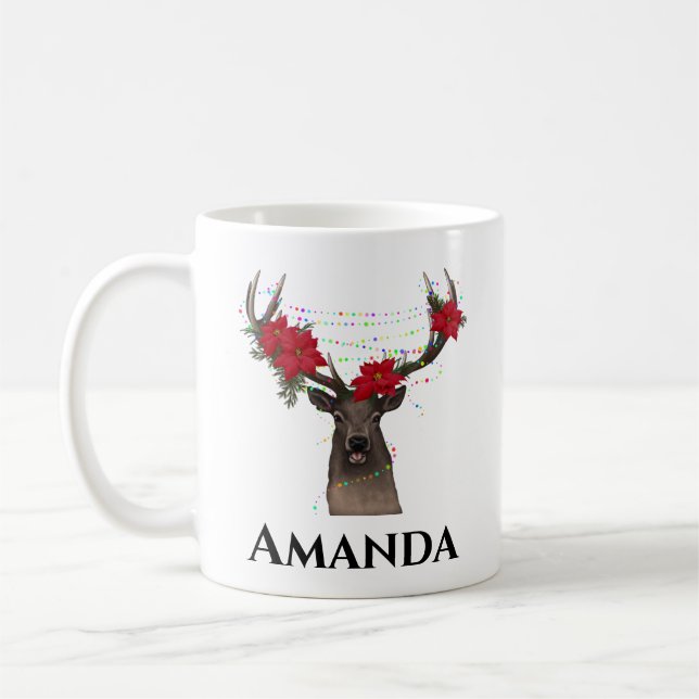Rena personalizada - caneca de café leve de natal (Esquerda)
