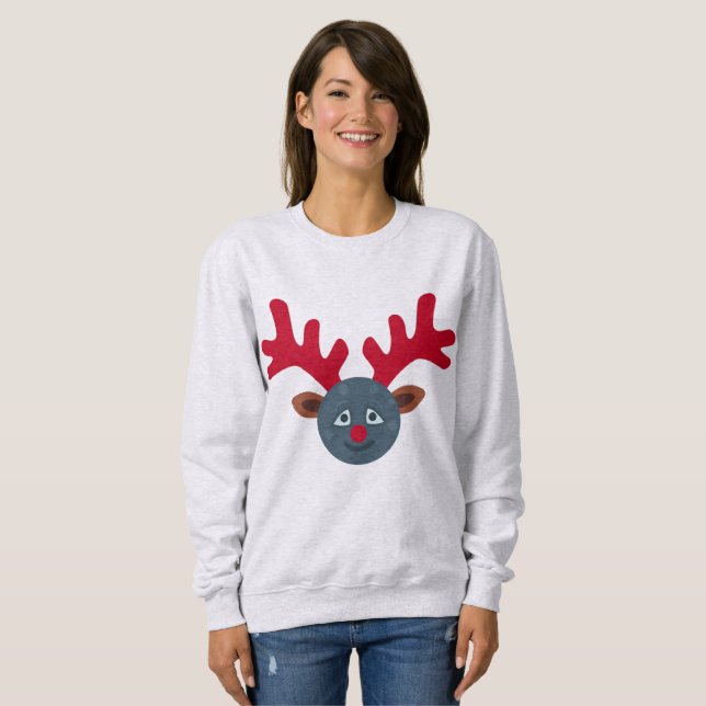 renas de natal lua emoji mulheres camisa (Frente Completa)