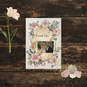 Renascer Floral Frame Weding Obrigado Cartões