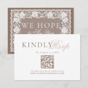 Renda Vintage Bege Casamento Código QR RSVP Dinhei